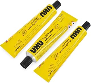 UHU All Purpose Glue Adhesive - Liquid Synthetic Resin Adhesive - 60ml Tubes - Pack of 3 Tubes