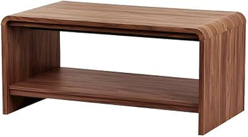 Furnifact Wood Veneer Coffee Table with Open-Shelf Storage, Modern Rectangular Living Room Center Table for Bedroom Office