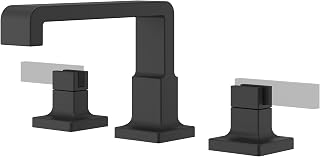 Pfister LG49-VRV1B, Verve 1.2 GPM Widespread Bathroom Faucet with Pop-Up Drain Assembly and Push & Seal and UltraSeal Technologies - Less Handles, Matte Black