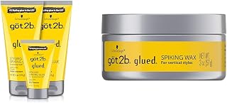 Got2B Glued Styling Hair Gel with Fierce Holding Power - 2-6 oz Tubes, 1 Travel Tube 1.25 oz & Hair Wax 2 oz