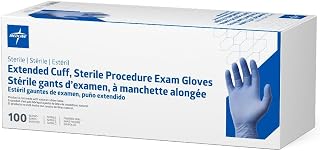 Medline Extended Cuff Exam Gloves, Nitrile, Powder-Free, Single Glove, Sterile, Size XL