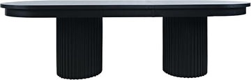 Jofran Auden Mid-Century Modern 102" Fluted Double Pedestal Oval Dining Table with Extension, Black