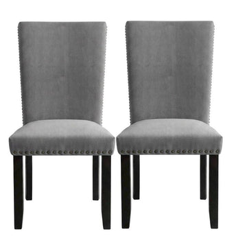 Doxon Light Grey Upholstered Side Chair Set of by Starlight Canyon Home – Flannelette, Solid Wood, Wood Veneer, Engineered Wood, Grey, Pack of 2