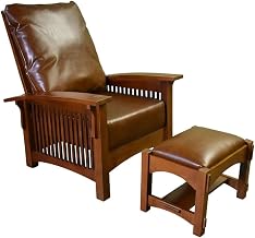 Starlight Canyon Home Solid Wood Mission Arm Chair with Ottoman, Accent Chair and Ottoman Set for Living Room, Comfy Reading Chairs, Michael's Cherry