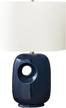 Monarch Specialties I 9677 Lighting, 26" H, Table Lamp, Blue Ceramic, Ivory/Cream Shade, Contemporary, Modern