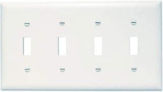 Legrand Pass & Seymour SP4WU Plastic Wall Plate, 4 Gang, Four Toggle Switches, White (1 Count)