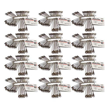(12 PK) SAFETY PINS Assorted Sizes by Charles Leonard – Alloy Steel, Pack of 12, Model 83450-12