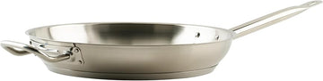 Winco 12" Stainless Steel Fry Pan with Helper Handle | Dishwasher safe, Induction compatible, Even heat distribution, Helper handle, Great for Sauteing, Searing and Frying