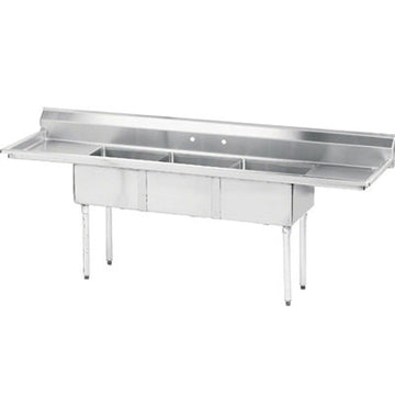 Economy 84" x 26" Triple Fabricated Bowl Scullery Sink by Advance Tabco – Model FE-3-1620-18RL