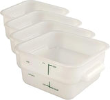 Carlisle FoodService Products Squares Square Food Storage Container with Stackable Design for Catering, Buffets, Restaurants, Plastic, 2 Quarts, White (Pack of 4)