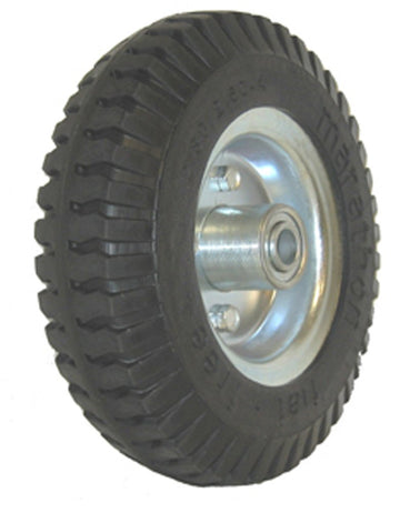 2.80/2.50-4" Narrow Width Flat Free Hand Truck / Utility Cart Tire on Wheel by Marathon – 8.5"L x 2.4"W x 3"H, Polyurethane, Gray Rim, Model 00026N