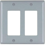 Legrand Pass & Seymour TP262GRY Trademaster Mid-Size Unbreakable Nylon Wall Plate, 2 Gang, Two Decorator Rocker GFCI Cover, Gray (1 Count)