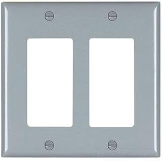 Legrand Pass & Seymour TP262GRY Trademaster Mid-Size Unbreakable Nylon Wall Plate, 2 Gang, Two Decorator Rocker GFCI Cover, Gray (1 Count)