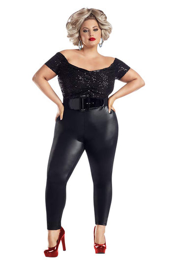 Women's Plus Bad Sandy Costume (5X) Black by Starline – 5X, Spandex,Leather, Black