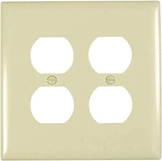 Pass & Seymour TPJ82ICC10 2 Gang Double Duplex Outlet Opening Wall Plate, Nylon, Ivory