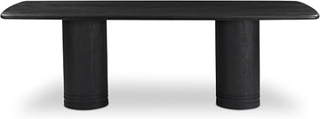Daphne Dining Table, Rectangular, Solid Acacia Wood, Double Pedestal Base, Carved Legs, Seats Eight, Black