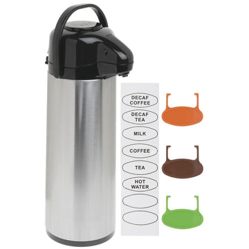3L Pump Lid Air Pot by HUBERT – Large, 3.0 liters, Stainless Steel, Silver, Model 3004I-001