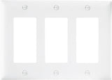 Legrand Pass & Seymour TP263WCC12 Trademaster Mid-Size Unbreakable Nylon Wall Plate, 3 Gang, Three Decorator Rocker GFCI Cover, White (1 Count)