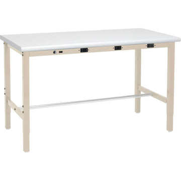 Adjustable Height Workbench by Global Industrial – Steel Frame, Tan, Model 237377LBTN