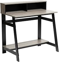 Black French Oak Grey Simplistic A Frame Computer Desk, Modern Workstation, Sleek Design, Durable Construction, Space-Friendly for Home Office