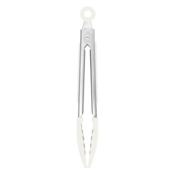 Small Tongs with Silicone Tips 8.25 Inch Mini Kitchen Tongs for Serving Appetizers Salads Ice Stainless Steel Metal Tongs for Cooking by Tovolo – 1, Silicone, White, Model 1000236
