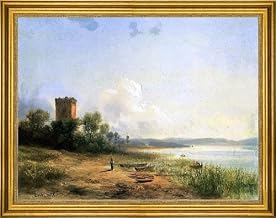 Art Oyster The Younger Karoly Marko View of the Lake Trasimeno - 21" x 28" Premium Canvas Print with Gold Frame