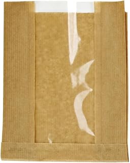 PacknWood Brown Kraft Bag with Window, Customizable and Recyclable, Designed for Carrying Both Hot & Cold Food Items, Microwavable + Freezer Safe Paper Bag, L:14.2in W:8.7in H:3.9in - 500 Pcs