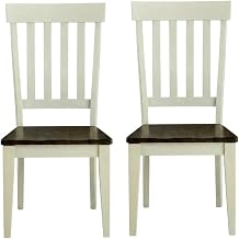 Starlight Canyon Home Brown Toluca Slatback Side Chair 2-Piece Set, Solid Rubberwood, Transitional Style, Distressed Finish, Comfortable Seat Height
