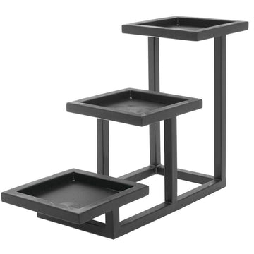2 Tier Cube Display for Condiments by HUBERT – 5"l X 14 2/5"w X 9"h, Metal, Black, Model 60284