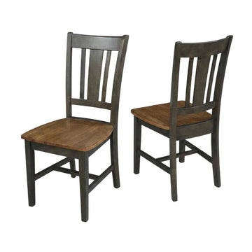 Solid Wood Splatback Dining Chairs Set of by Furnifact – Wood, Hickory and Washed Coal, Pack of 2