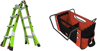 Little Giant Dark Horse 2.0, 17ft Multi-Position Fiberglass Ladder, 300 lbs Weight Rating, Cargo Hold Tool Pouch