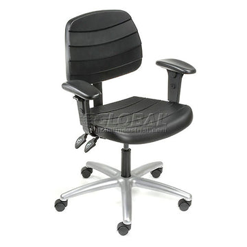 Deluxe Ergonomic Chair with Armrests by Global Industrial – Polyurethane, Black, Model 250611