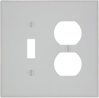 Leviton 2-Gang 1-Toggle 1-Duplex Device Combination Wallplate, Midway Size, 80505-W, White
