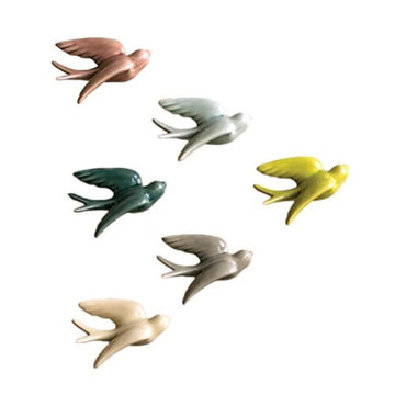Set of Ceramic Hanging Swallows by KALALOU – One Size, Ceramic, Multi Color, Pack of 6, Model CHG1057