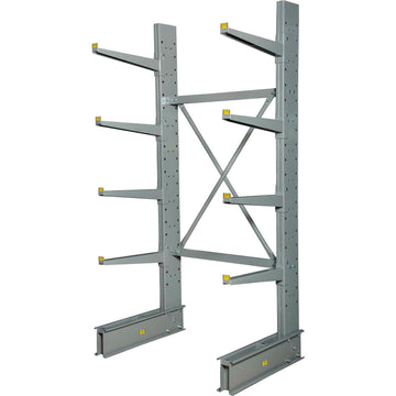 Single Sided Heavy Duty Cantilever Rack Starter Unit by Global Industrial – 96"H x 48"W x 38"D, Steel, Gray, Model 320822