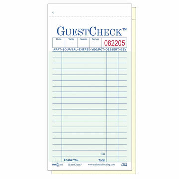 Company Carbonless Guest Check Paper - 2 Part Green by National Checking – Green, Pack of 2500, Model 108-50