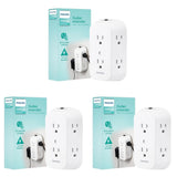 6-Outlet Extender by PHILIPS – 3 Pack, Polycarbonate (PC), White, Pack of 3, Model SPS1460WA/37