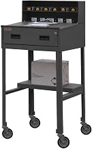 Durham 16 Gauge Steel Half Shelf Mobile Shop Desk with Half Shelf, Gray, 500 lbs Load Capacity, 51" Height, 23" Width