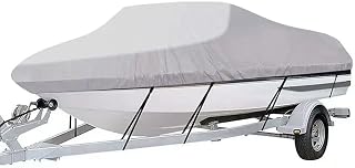 BMOKUAE Boat Cover for Nautique Paragon G23, Heavy Duty Trailerable Boat Cover, Adjustable Straps with Storage Bag, Fits Bass, V-Hull, Tri-Hull, Runabout Fishing Boats, B Gray