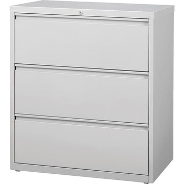 36" Wide Three-Drawer Lateral File - Gray by Hirsh Industries – 36" W x 40.25" H x 18.63" D, Metal, Light Gray, Model 14987