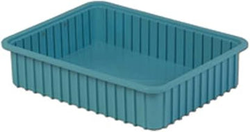 LewisBins Divider Box, 22-3/8" x 17-3/8" x 5", Light Blue, Lot of 4