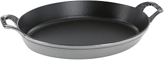STAUB Cast Iron 14.5-inch X 11.2-inch Oval Baking Dish - Graphite Grey, Made in France