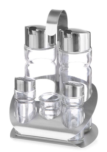 Condiment set by Hendi – 185 milliliters, Stainless Steel Glass, Silver, Model 465363