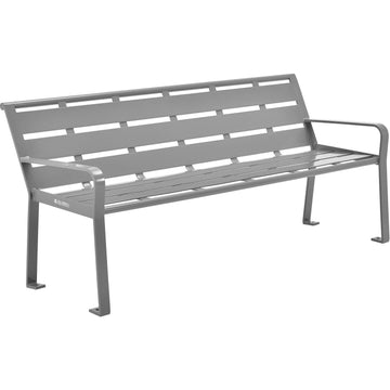 6' Outdoor Park Bench with Back by Global Industrial – 6'L, Steel, Gray, Model 436975GY
