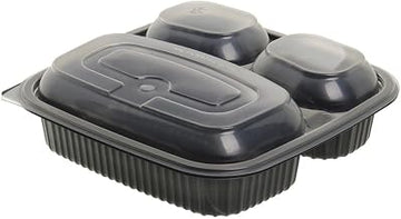 Anchor Packaging Culinary Square 21/6/6 oz 3-Compartment Polypropylene Base and Lid - 8 1/2"Sq x 2 1/2"H