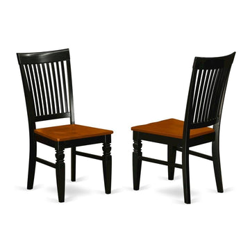 Wooden Dining Chair with Cherry Finish by Furnifact – Wood, Black/Brown, Pack of 2