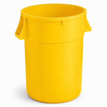 Commercial Trash Can by Glownary – 44 Gallon, 44.0 gallons, Resin, Yellow, Model 475tcrnd44yw