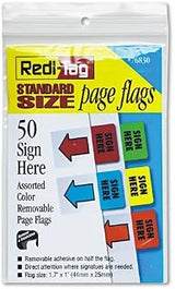 Redi-Tag 76830 Removable Page Flags, Green/yellow/red/blue/orange, 10/color, 50/pack