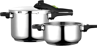 Fagor Commercial Fagor Rapid Xpress Pressure Cooker 6 + 4 Litres, Induction, Express Super Fast, Stainless Steel 18/10, All Types of Cookers, Thermo Diffuser Bottom, 2 Pressure Levels, 5 Safety Systems