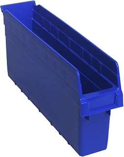 QUANTUM STORAGE SYSTEMS K-QSB803BL-8 8-Pack Store-Max Plastic 8 inch Shelf Bins, 17-7/8 inch x 4-3/8 inch x 8 inch, Blue